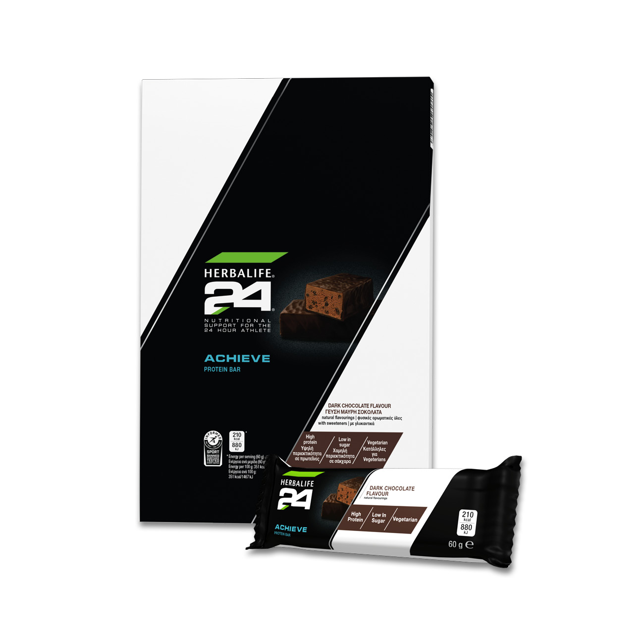 H24 Achieve Protein Bars Dark Chocolate 6 x 60 g Herbalife Nutrition